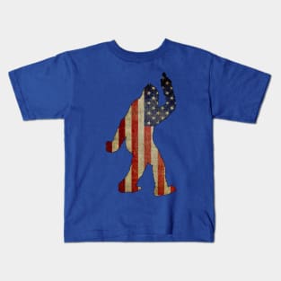 Bigfoot - Middle finger - American Flag Kids T-Shirt